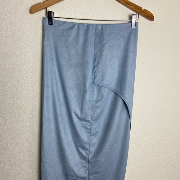 Madrag Small Blue Suede Modest Skinny Band Stretchy Skirt - Picture 6 of 6